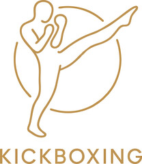 Martial artist kicks with kickboxing text