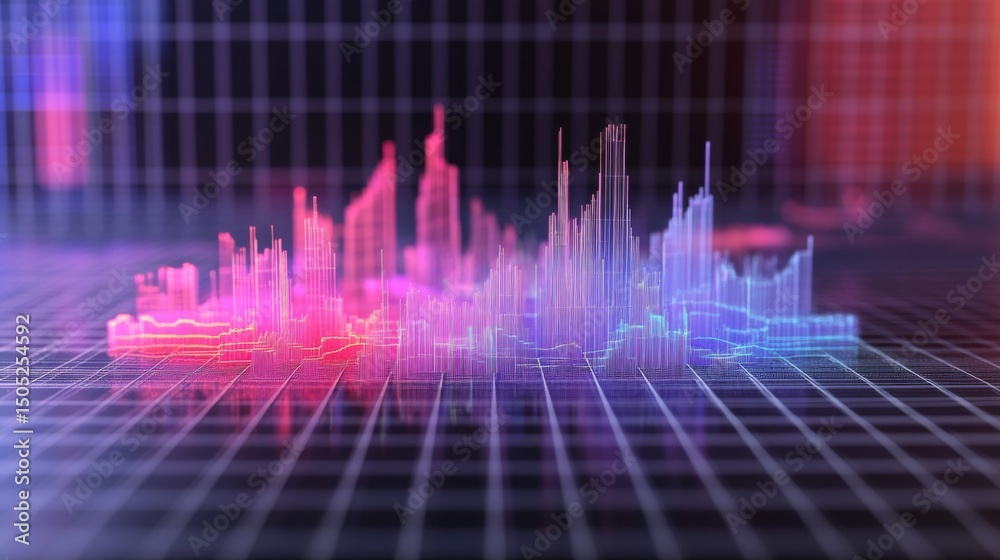 Poster A realistic D graph with a wireframe structure, symbolizing big data and machine learning analytics