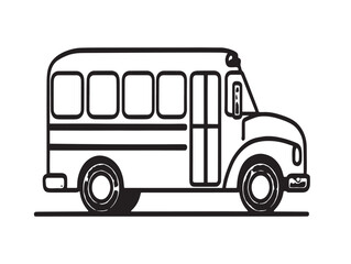 school bus line art simple clean vector illustration