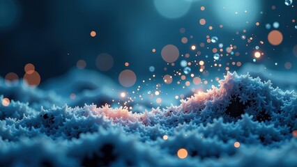 Tranquil scene of a blue ocean with snow-covered waves