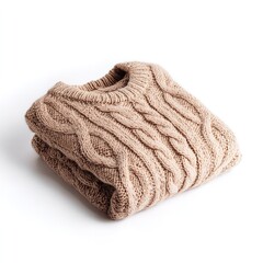 Folded beige cable knit sweater wool cashmere blend fashion apparel warm winter clothing casual style knitwear