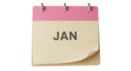 Isolated January Calendar Page
