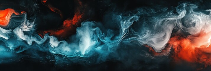 Stream Overlay. Smoky Fantasy Art with Burning Aura in Abstract Foggy Atmosphere