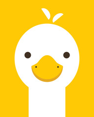 Gosling character. Cartoon cute face of animal for baby card, poster, baby shower invitation, nursery wall art, room decoration, printing on fabric. Flat vector illustration for applique, embroidery