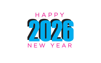 Fototapeta premium Modern Happy New Year 2026 Greeting Design