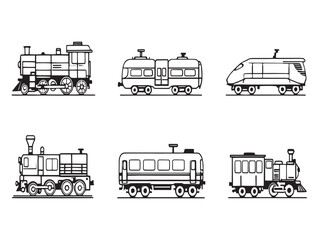 simple clean train line art style for design work