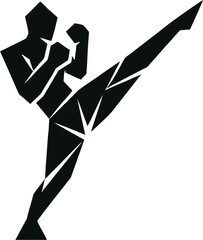 Stylized martial artist in high kick