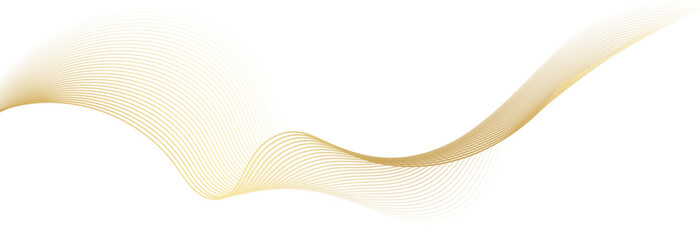 Luxury abstract gold wavy line pattern (guilloche curves) with copy space. Elegant golden color smooth gradient on white background. Premium vector striped texture for banner, business backdrop.