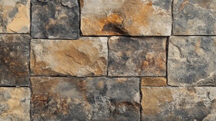 Rustic Brown and Gray Stone Wall Texture Natural Stone Veneer Background