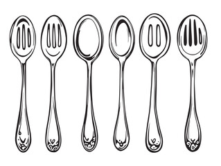 Slotted spoon line art illustration for kitchen
