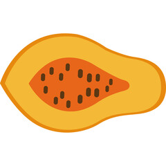 Illustration of a Cut Papaya Fruit