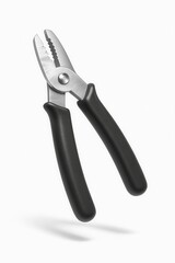 Obraz premium Metal pliers with black rubber grips, featuring toothed jaws for gripping and manipulating objects on transparent background.