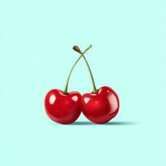 Fresh red cherries with vibrant colors against a soft pastel background, perfect for culinary or health-related themes.