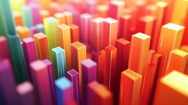 Abstract 3D background with creative modern design elements illustrating economic data and financial charts. High-quality, detailed visual for business, finance, and data analysis concepts.