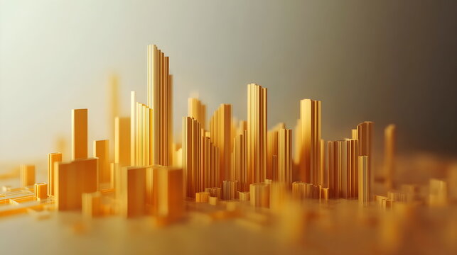 Abstract 3D background with creative modern design elements illustrating economic data and financial charts. High-quality, detailed visual for business, finance, and data analysis concepts.