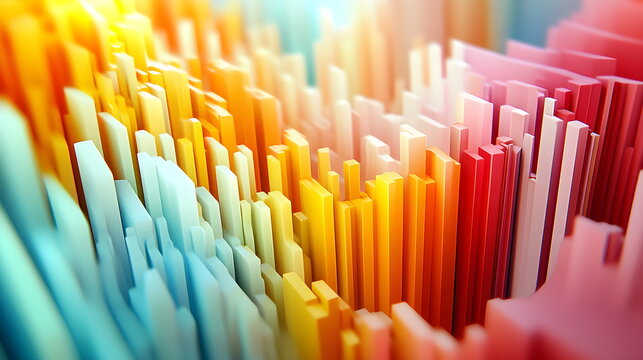 Abstract 3D background with creative modern design elements illustrating economic data and financial charts. High-quality, detailed visual for business, finance, and data analysis concepts.