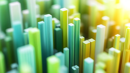 Obraz premium Abstract 3D background with creative modern design elements illustrating economic data and financial charts. High-quality, detailed visual for business, finance, and data analysis concepts.