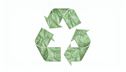 Recycle Symbol Made from Crumpled Paper for Eco-Friendly and Sustainable Design