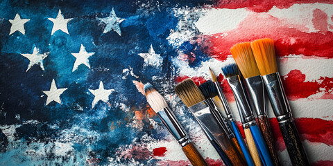 Watercolor Art Supplies American Flag Patriotic Painting Design