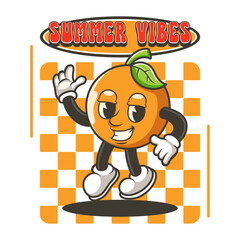 Happy Jumping Orange Cartoon with Summer Vibes – Fun Fruit Character Vector Illustration