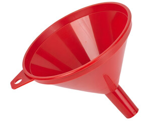 Red Plastic Funnel for Liquid Transfer Isolated on transparent background, Isolated Png file, Cut-out, Isolate Png, No Background, Isolated object