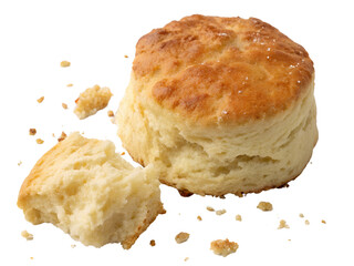 Close Up of a Fresh Buttermilk Biscuit Isolated on transparent background, Isolated Png file, Cut-out, Isolate Png, No Background, Isolated object
