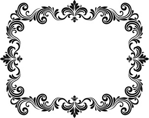 A filigree heraldic crest motif floral pattern border frame. Original design in a vintage style.