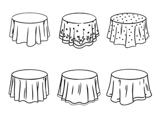 Vintage style tablecloth line art vector for craft projects
