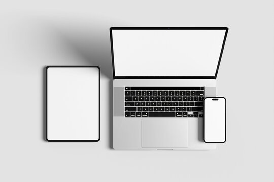 Multi devices top view mockup