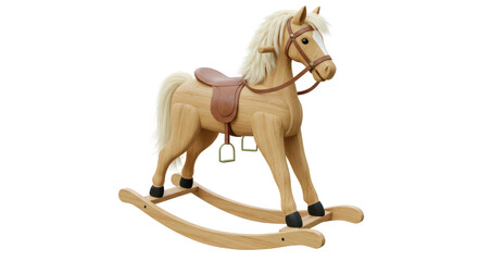 Isolated Wooden Rocking Horse Toy