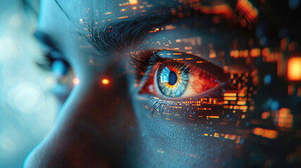 Biometric method to authenticate identity through a woman's iris. Identification of a person through technology. Ai generated