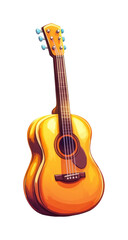 Obraz premium PNG Acoustic guitar with strings and wooden body