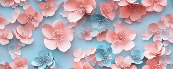 japanese inspired 3d seamless flower illustration, sakura blossoms   tile