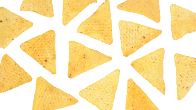 Yellow nachos chips pattern isolated on transparent background - Powered by Adobe