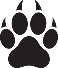 Footprints of a big cat. Paw tiger. Vector