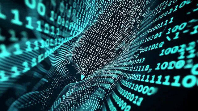 Digital abstract form with binary code.