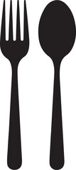 Spoon and fork icon isolated on white background.