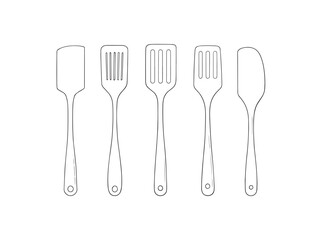 Clean spatula line art drawing ideal for culinary projects