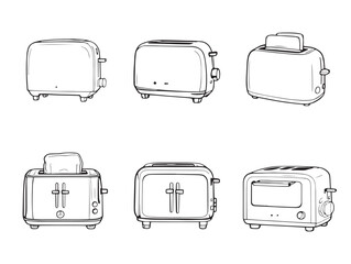clean toaster outline line art for breakfast appliance design