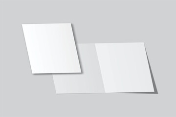 Open Leaflet, bi fold mockup template .Blank paper, thank you card, notecards, note paper, greeting card, wedding invitation, postcard, brochure or any creative work for presentation of your design

