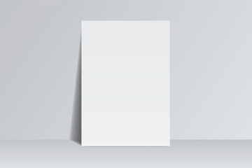 Naklejka premium Realistic blank A4 format paper flyer mockup with shadow isolated. Sheet design template for presentation poster, newspaper, flyer, brochure, flier, business card, card, postcard, letter or invitation