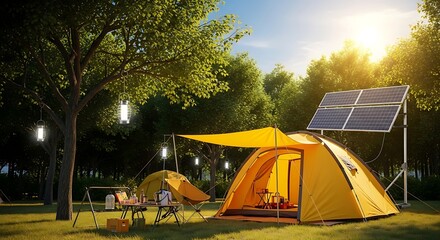Sustainable Camping: Solar Powered Tent in Nature