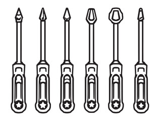detailed screwdriver line art illustration for creative use