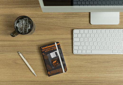 Notebook Cover Mockup on Desk