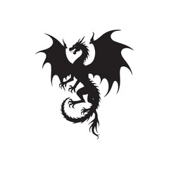 ragon Silhouette with Open Mouth