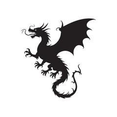 ragon Silhouette with Open Mouth