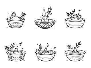 Hand drawn salad spinner line art illustration vector