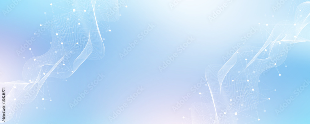 Aufkleber Abstract tech network connection dots. Digital technology and big data analysis background. White background with plexus lines. Geometric background with abstract mesh