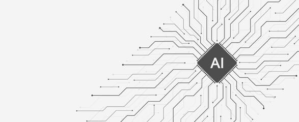 Motherboard technology abstract texture design. Creative idea AI banner concept for internet technology. Software coding. Digital concept for poster, cover, banner, header, web, presentation template.