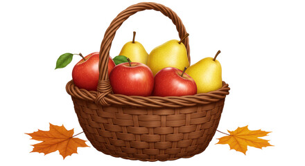 Isolated Basket of Apples and Pears